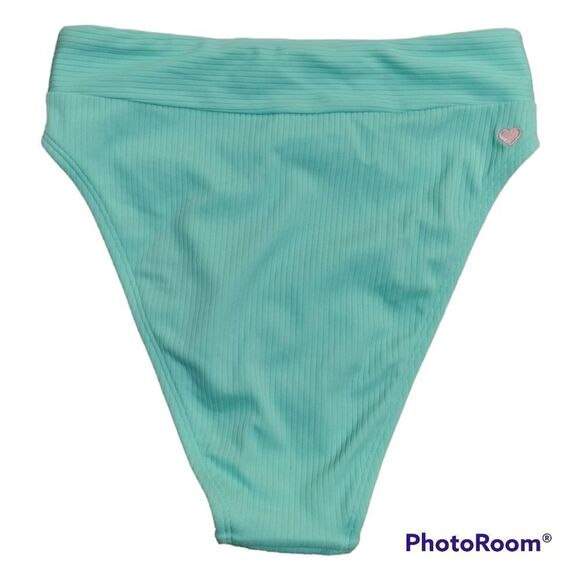 NWT Stoney Clover Mint Green Bikini Bottom Sz XS High Cut Leg High Waisted - Picture 2 of 5